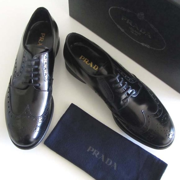 new PRADA wing-tip brogue dress shoes 6.5 / 7.5 US - Picture 3 of 8